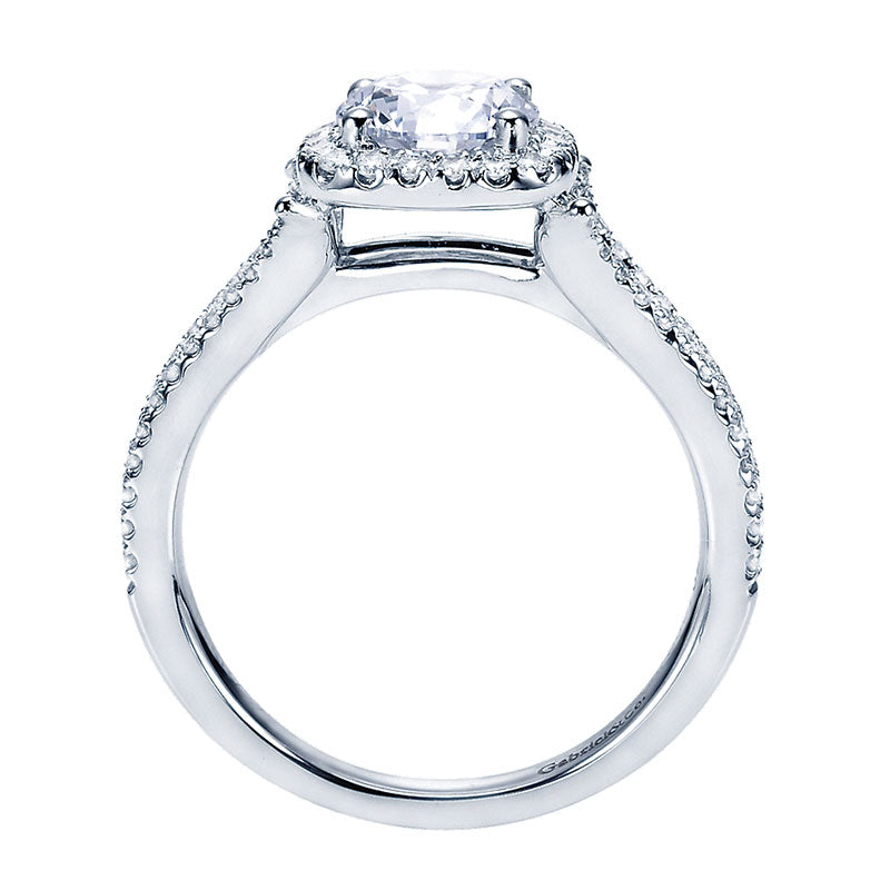 Engagement Ring 14k White Gold Diamond Halo