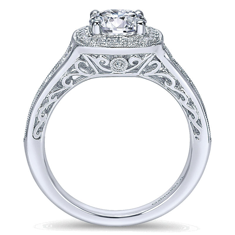 14K White Gold Diamond Halo 14K White Gold Engagement Ring ER7294W44Jj