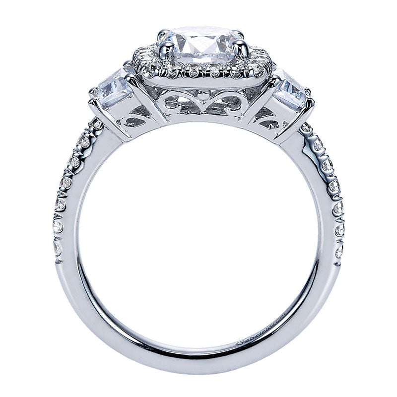 Engagement Ring 14k White Gold Diamond Halo