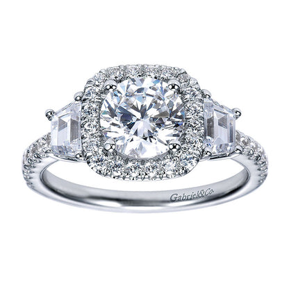 Engagement Ring 14k White Gold Diamond Halo