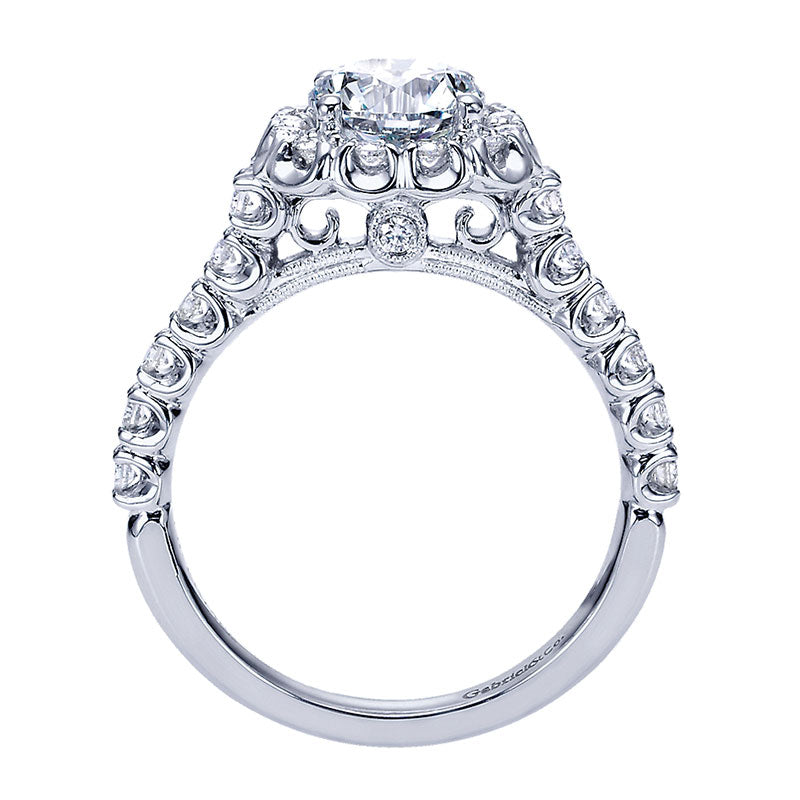 Engagement Ring 14k White Gold Diamond Halo