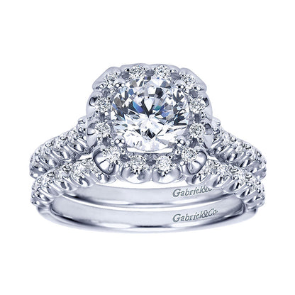 Engagement Ring 14k White Gold Diamond Halo