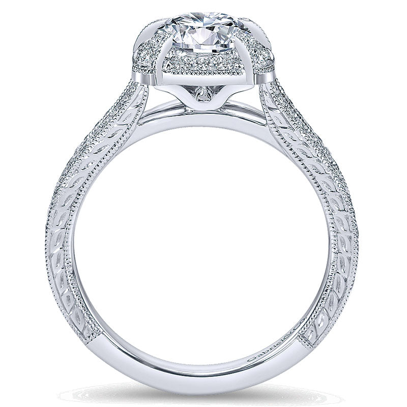 14K White Gold Diamond Halo 14K White Gold Engagement Ring ER7493W44Jj