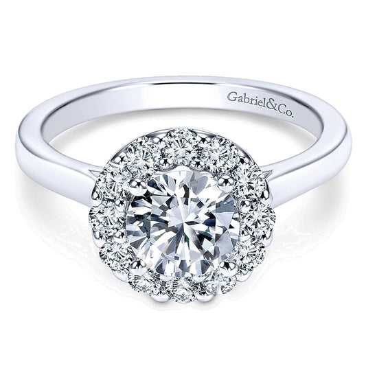 14K White Gold Diamond Halo 14K White Gold Engagement Ring ER7495W44Jj