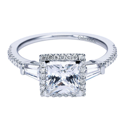 Engagement Ring 14k White Gold Diamond Halo