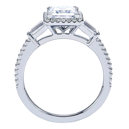 Engagement Ring 14k White Gold Diamond Halo