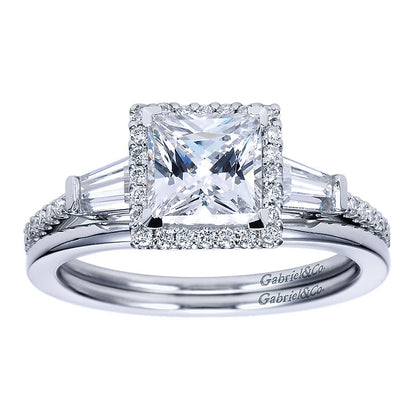 Engagement Ring 14k White Gold Diamond Halo