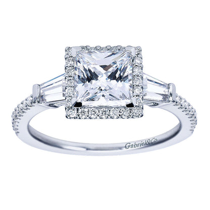 Engagement Ring 14k White Gold Diamond Halo