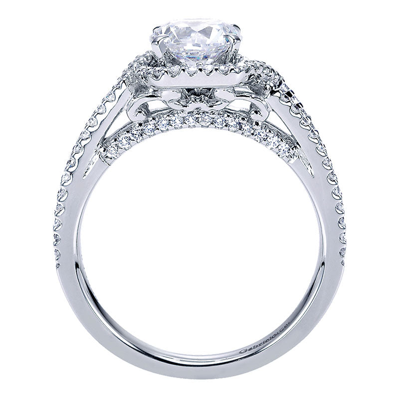 Engagement Ring 14k White Gold Diamond Halo
