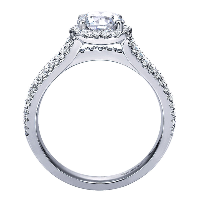 Engagement Ring 14k White Gold Diamond Halo