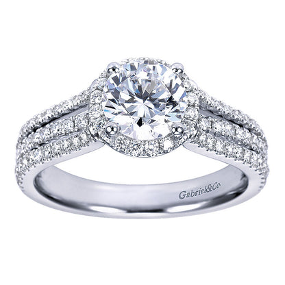 Engagement Ring 14k White Gold Diamond Halo