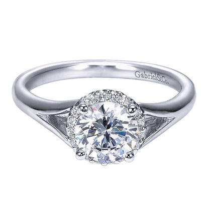 Engagement Ring 14k White Gold Diamond Halo