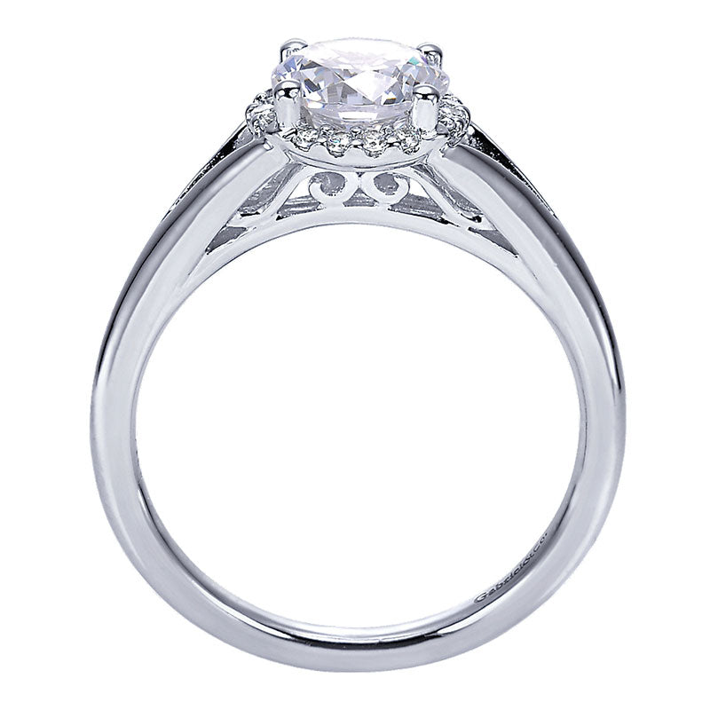 Engagement Ring 14k White Gold Diamond Halo
