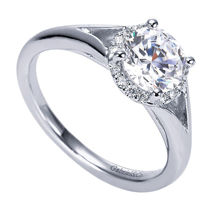 Engagement Ring 14k White Gold Diamond Halo