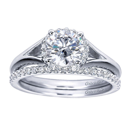 Engagement Ring 14k White Gold Diamond Halo