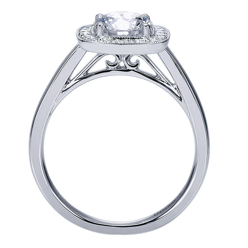 Engagement Ring 14k White Gold Diamond Halo