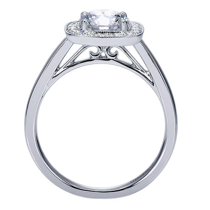 Engagement Ring 14k White Gold Diamond Halo