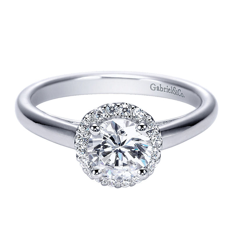 Engagement Ring 14k White Gold Diamond Halo