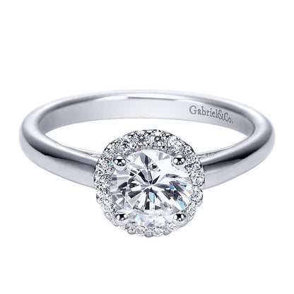 Engagement Ring 14k White Gold Diamond Halo