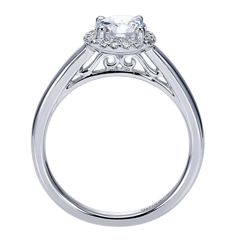 Engagement Ring 14k White Gold Diamond Halo