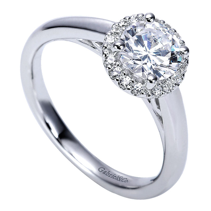 Engagement Ring 14k White Gold Diamond Halo