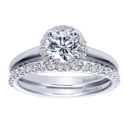 Engagement Ring 14k White Gold Diamond Halo