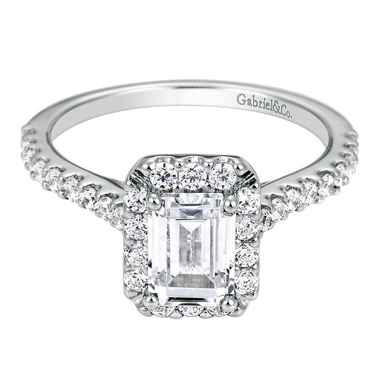 Engagement Ring 14k White Gold Diamond Halo