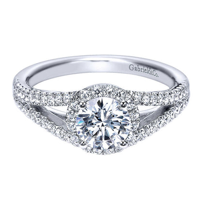 Engagement Ring 14k White Gold Diamond Halo