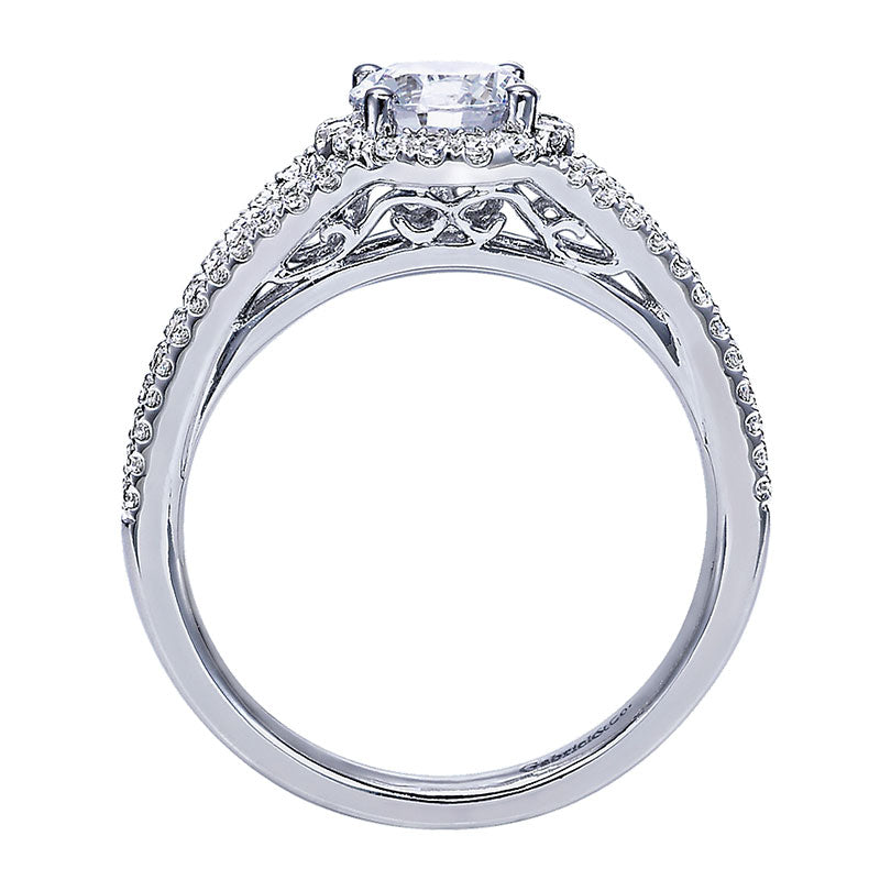 Engagement Ring 14k White Gold Diamond Halo