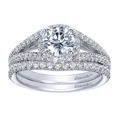Engagement Ring 14k White Gold Diamond Halo