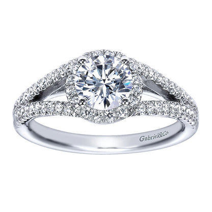 Engagement Ring 14k White Gold Diamond Halo