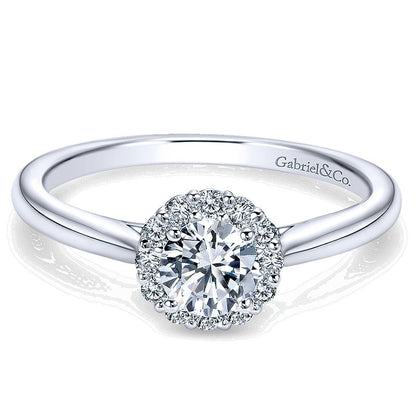 Engagement Ring 14k White Gold Diamond Halo