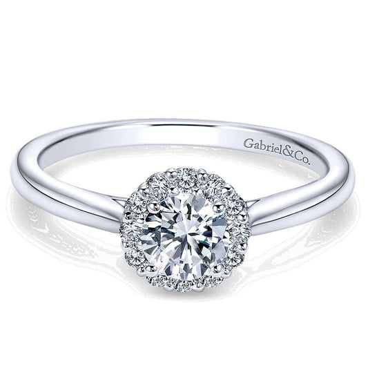 Engagement Ring 14k White Gold Diamond Halo
