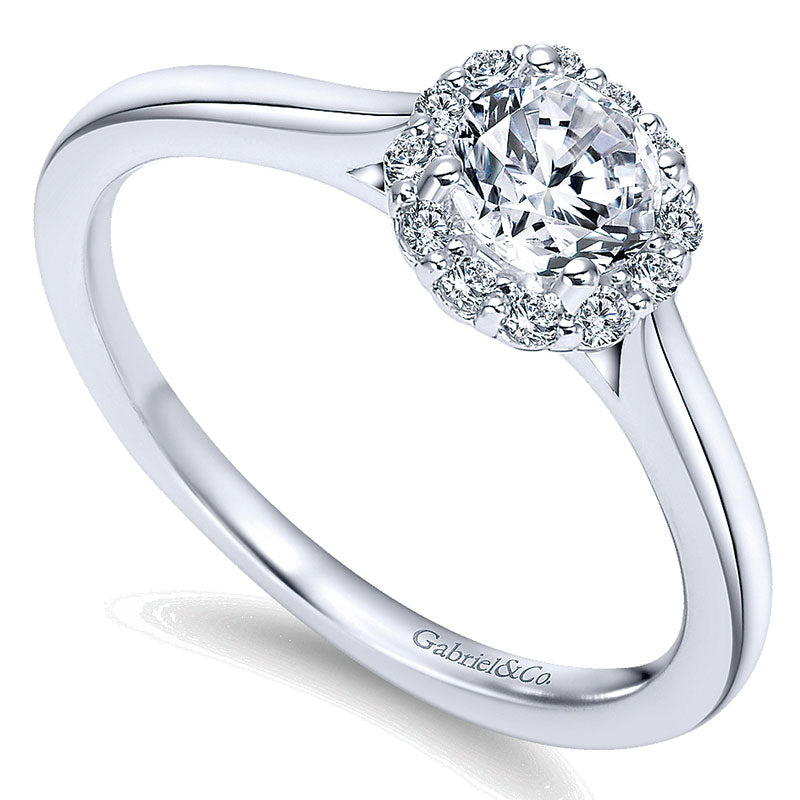 Engagement Ring 14k White Gold Diamond Halo