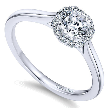 Engagement Ring 14k White Gold Diamond Halo