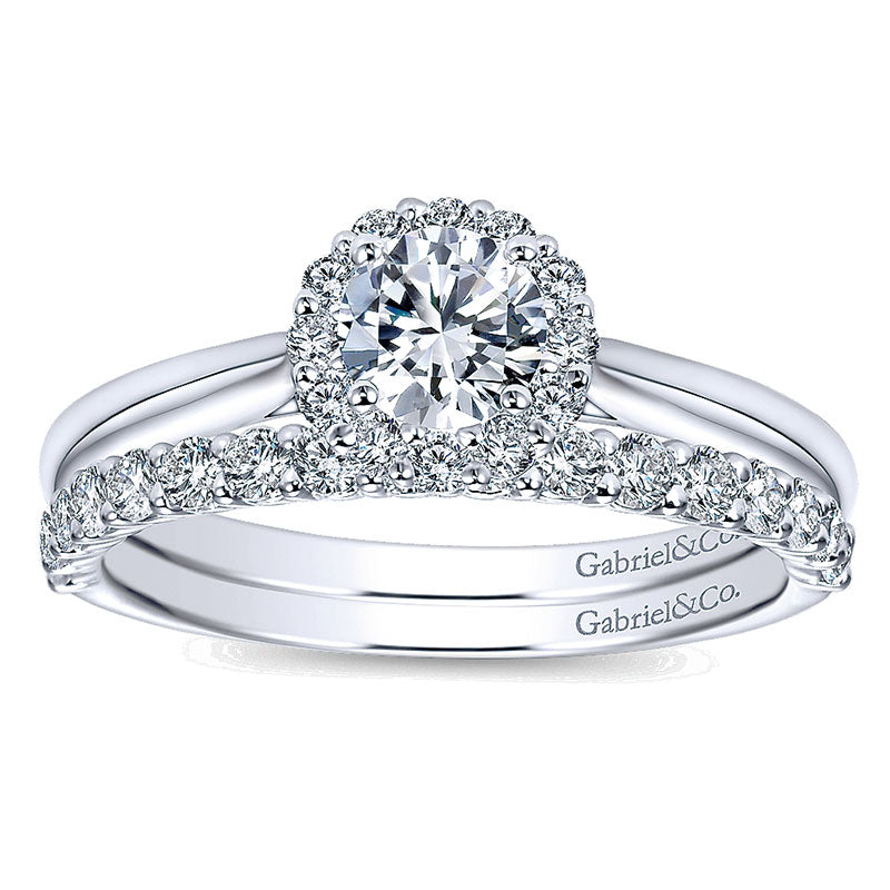 Engagement Ring 14k White Gold Diamond Halo