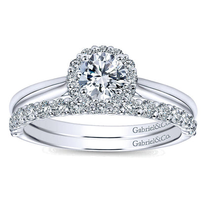 Engagement Ring 14k White Gold Diamond Halo