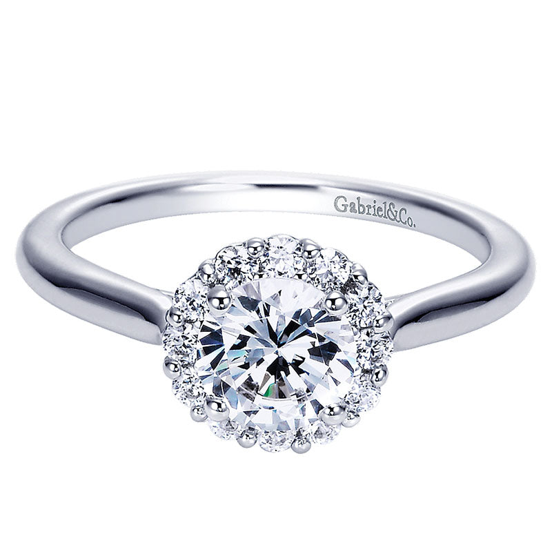 Engagement Ring 14k White Gold Diamond Halo