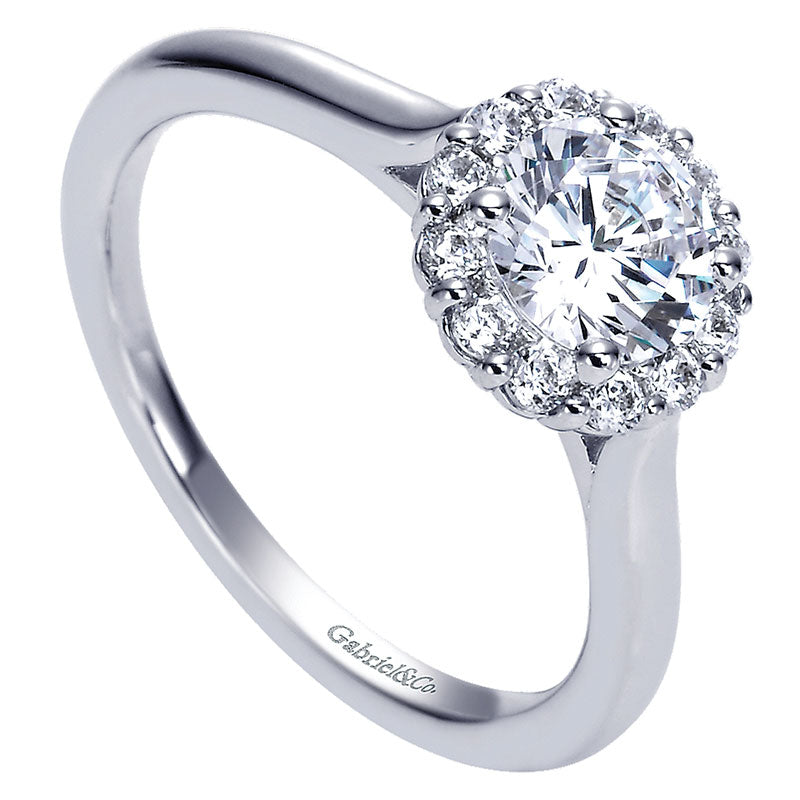 Engagement Ring 14k White Gold Diamond Halo
