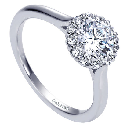 Engagement Ring 14k White Gold Diamond Halo
