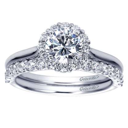 Engagement Ring 14k White Gold Diamond Halo