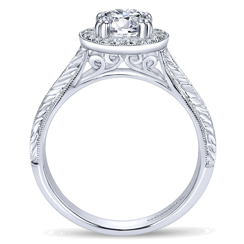 14K White Gold Diamond Halo 14K White Gold Engagement Ring ER8709W44Jj