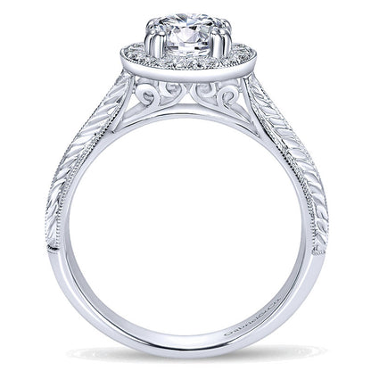 14K White Gold Diamond Halo 14K White Gold Engagement Ring ER8709W44Jj