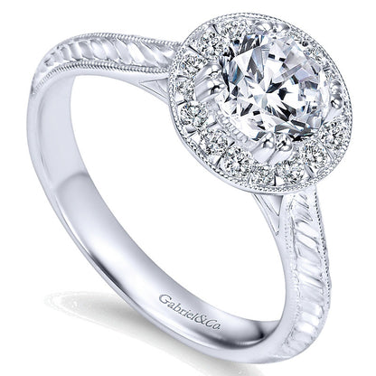 14K White Gold Diamond Halo 14K White Gold Engagement Ring ER8709W44Jj