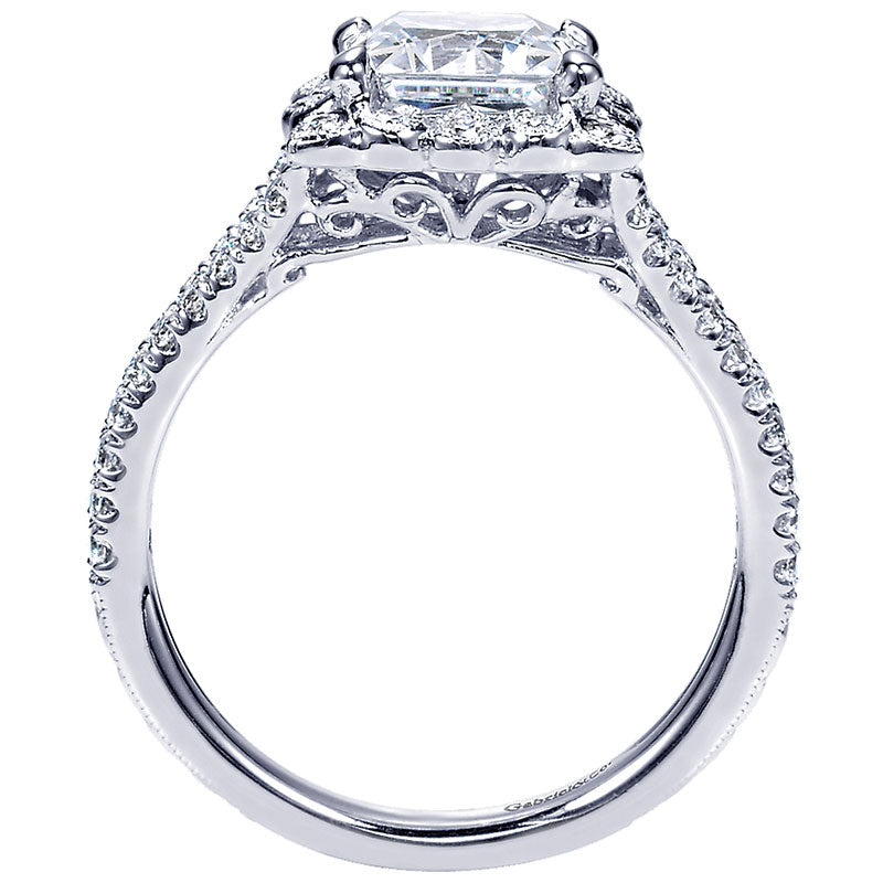 Engagement Ring 14k White Gold Diamond Halo