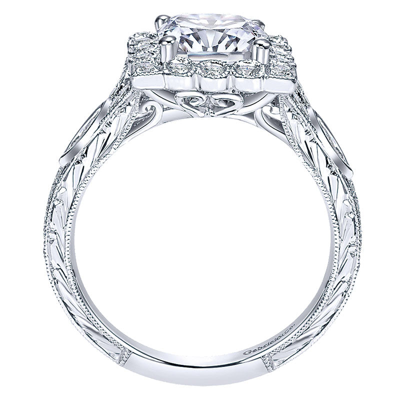 Engagement Ring 14k White Gold Diamond Halo