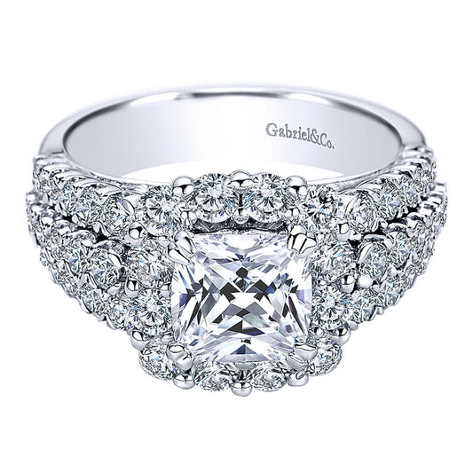 Engagement Ring 14k White Gold Diamond Halo