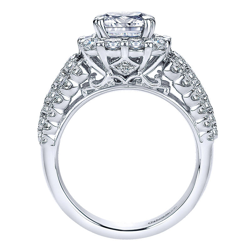 Engagement Ring 14k White Gold Diamond Halo