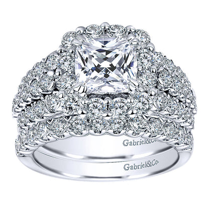 Engagement Ring 14k White Gold Diamond Halo
