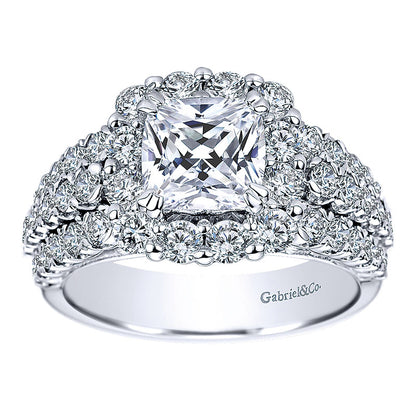 Engagement Ring 14k White Gold Diamond Halo